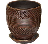 Горшок Сады Аурики 81 105 Страйп шоколад, овал, диам. 15см, высота 16 см, керамика 067494