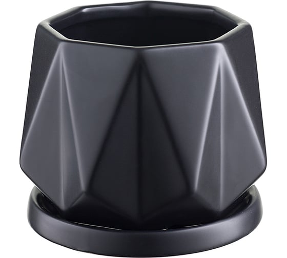 Цветочный горшок Liberty Jones Rhombus, 12.5 см, матовый черный LJ_RH_FP_BLK12.5 1