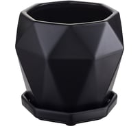 Цветочный горшок Liberty Jones Rhombus, 13.5 см, матовый черный LJ_RH_FP_BLK13.5