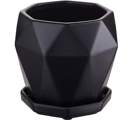 Цветочный горшок Liberty Jones Rhombus, 13.5 см, матовый черный LJ_RH_FP_BLK13.5 1