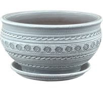 Горшок Сады Аурики 08-239 Кружева серый, керамика, миска, диаметр 22 см, высота 13 см 067585