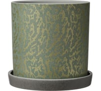 Горшок ООО КОМПОЗИТ Шарм зеленый золото цилиндр №2. КБ-Ц2-252-0121