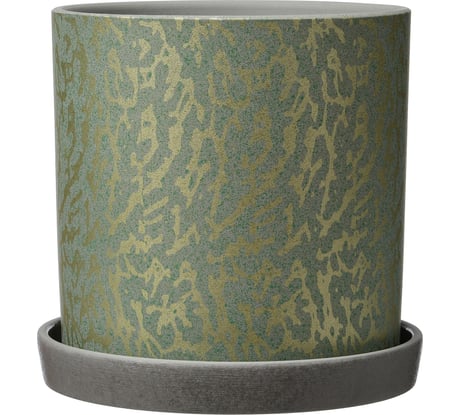 Горшок ООО КОМПОЗИТ Шарм зеленый золото цилиндр №2. КБ-Ц2-252-0121