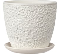 Горшок ООО КОМПОЗИТ Гипюр белый бутон №4. КБ-Б4-179-03