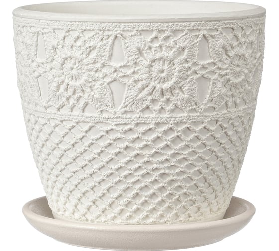 Горшок ООО КОМПОЗИТ Макраме белый бутон №2. КБ-Б2-180-03 1