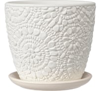 Горшок ООО КОМПОЗИТ Камешки белый бутон №4. КБ-Б4-222-03