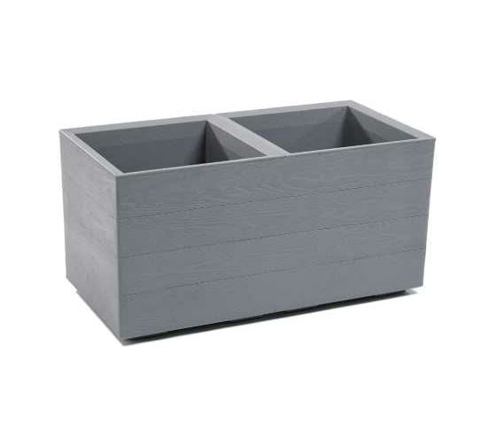 Квадратное кашпо на колесах с дренажно-сливной системой LAMELA Sp.z o. KARO ECO wood 80х40х39.4 см, 72 л, серое 067480