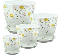 Комплект из 4-х горшков Сады Аурики РС171 Роспись бутон ситец керамика, 12 см, 1 л, 15 см, 2 л, 18 см, 4 л, 21 см, 5 л 067321