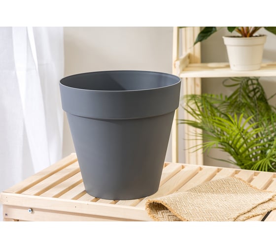 Горшок для цветов Idiland tarragon диам. 280 мм, 10 л, со вставкой, серый 221610635/01