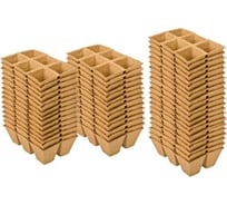 Блок торфяных горшков ЛЕТО 6 ячеек, 90x90x90 мм, квадратный, 50 шт. 91131