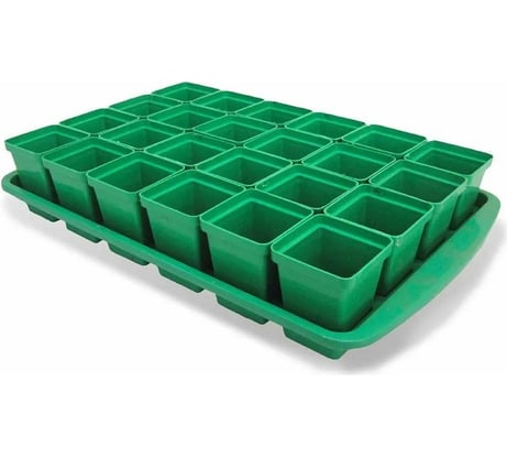 Комплект для рассады ЛЕТО Урожай-24 пластик, 24 стакана, поддон, 47x29x9 см 6790