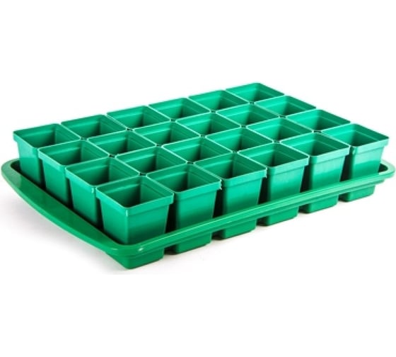 Комплект для рассады ЛЕТО Урожай-24 пластик, 24 стакана, поддон, 47x29x9 см 6790