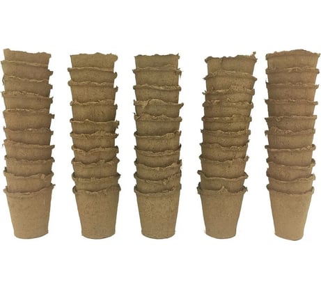 Набор торфяных горшочков ЛЕТО диам. 110 мм, высота 100 мм, 50 шт. 90425