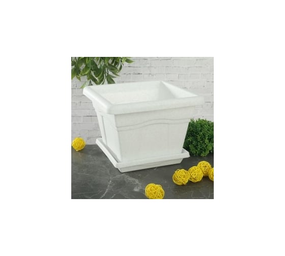 Горшок с поддоном Martika Квадро 5.1 л, 24x24 см, серый С163СЕР