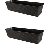 Балконный ящик Violet Ротанг 63 см, с дренажем, венге, 2 шт. N-Kahpo-2-35600-05
