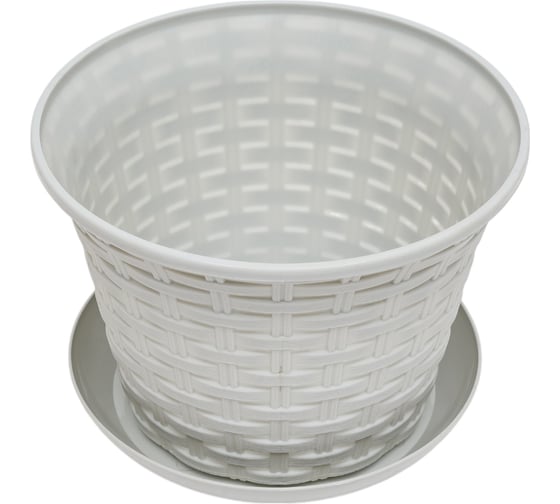 Кашпо Violet Ротанг 3 л, круглое, с поддоном, 3 шт., серое N-Kahpo-3/-36301-08