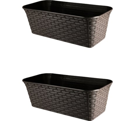 Балконный ящик Violet Ротанг 43 см, с дренажем, венге, 2 шт. N-Kahpo-2-35400-05