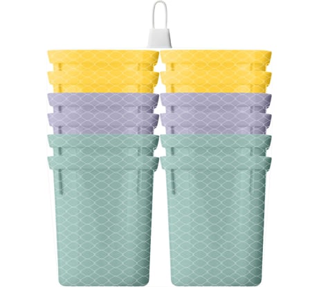 Набор многоразовых горшочков для рассады со съемным дном INGREEN 12x200мл, микс 248520