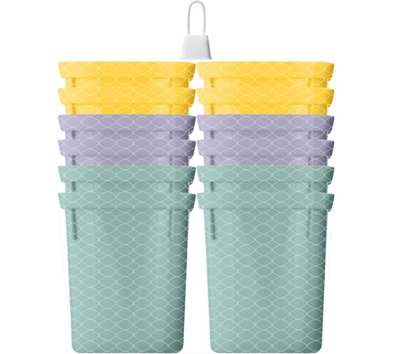 Набор многоразовых горшочков для рассады со съемным дном INGREEN 12x200мл, микс 248520