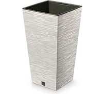 Высокое кашпо Prosperplast DFSH350W-S449W FURU SQUARE ECO WOOD 34.5х34.5 см, высота 66 см, белое, с вкладышем 067594