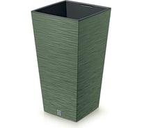 Высокое кашпо Prosperplast DFSH350-5615C FURU SQUARE 34.5х34.5 см, высота 66 см, earth green, с вкладышем 067608