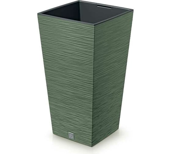 Высокое кашпо Prosperplast DFSH350-5615C FURU SQUARE 34.5х34.5 см, высота 66 см, earth green, с вкладышем 067608 1