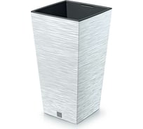 Высокое кашпо Prosperplast DFSH350-S449 FURU SQUARE 34.5х34.5 см, высота 66 см, белое, с вкладышем 067612
