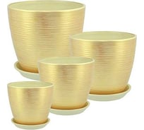 Комплект из 4х горшков Сады Аурики Роспись Бутон РС57 керамика 068266