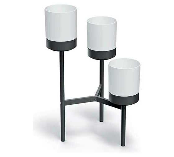 Металлическая подставка с 3-мя кашпо Prosperplast BLOOMIESTAND высота 80 см, 54х49 см, 4 л, белая/черная 067763