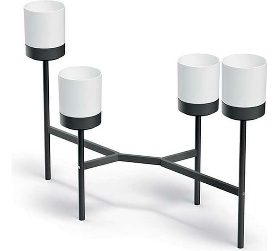 Металлическая подставка с 4-мя кашпо Prosperplast IKD4L422U BLOOMIE STAND высота 81.5 см, 125х55 см, 4 л, белая/черная 067765 1