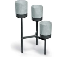 Металлическая подставка с 3-мя кашпо Prosperplast BLOOMIESTAND высота 80 см, 54х49 см, 4 л, бетон/черная 067762
