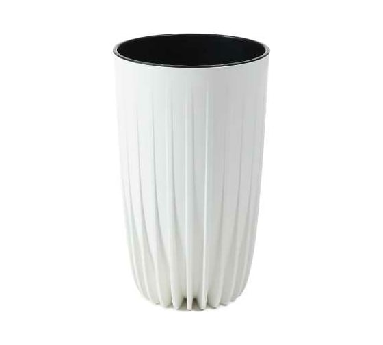 Кашпо с вкладышем LAMELA Sp.z o. 984 MIRA recycled высокая, диам. 25 см, высота 42 см, белое 068784 1