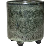 Кашпо на ножках Scheurich Kübel Gio reactive brown керамика, диам. 14 см, высота 15 см, зеленое 065458