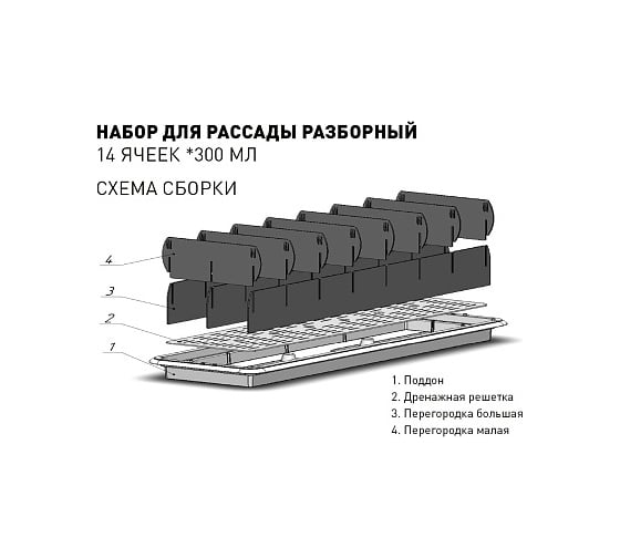 Разборный набор для рассады Радиан 14 ячеек 10150402