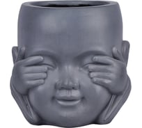 Настольное кашпо Idealist Lite Голова малыша-монаха, серое KID-FP-ONE-LG-24