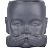 Настольное кашпо Idealist Lite Голова малыша-монаха, серое KID-FP-THREE-LG-24
