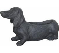 Напольное кашпо Idealist Lite Такса, файберстоун, черное DOG-ONE-BLK-50