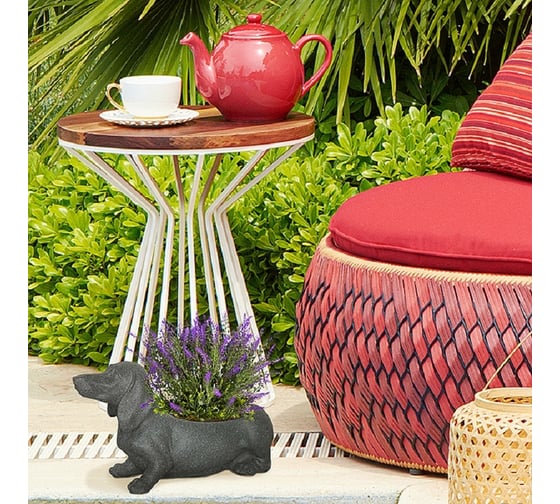 Напольное кашпо Idealist Lite Такса, файберстоун, черное DOG-ONE-BLK-50