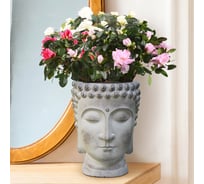 Настольное кашпо Idealist Lite Голова Будды, файберстоун, белое BUD-FP-AW-19