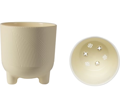 Пластиковый горшок с вкладкой liveingreen Фита ванильный, диам. 13 см, высота 14 см, 1.45 л ФИ13-31