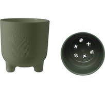 Пластиковый горшок с вкладкой liveingreen Фита нефрит, диам. 13 см, высота 14 см, 1.45 л ФИ13-32