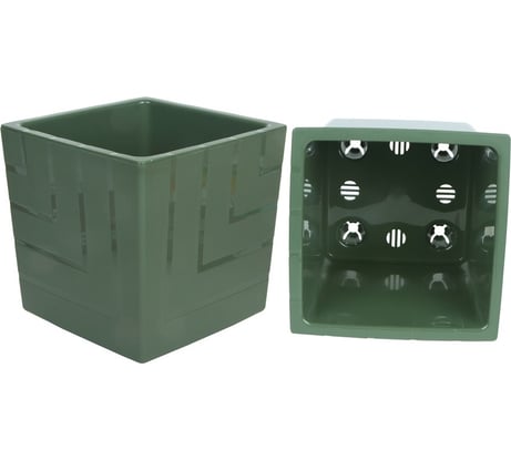 Пластиковый горшок с вкладкой liveingreen Квадро нефрит, диам. 25 см, высота 25 см, 13 л КВ25-32