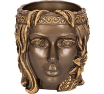 Кашпо для цветов голова девушки BOGACHO Девушка Ведана бронзового цвета 22724/бронзовый