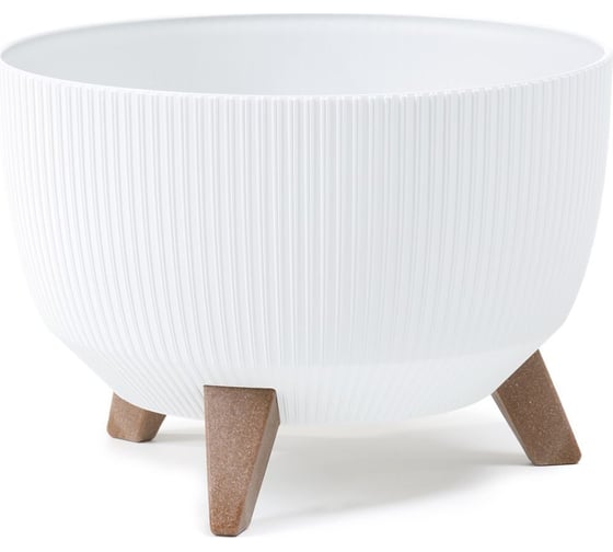 Кашпо на ножках LAMELA Sp.z o. 962 ROMA ECO wood Jumper диаметр 24 см, высота 19 см, 5.1 л, белое 065002
