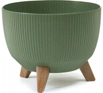 Кашпо на ножках LAMELA Sp.z o. 962 ROMA ECO wood Jumper диаметр 24 см, высота 19 см, 5.1 л, зеленое 065001