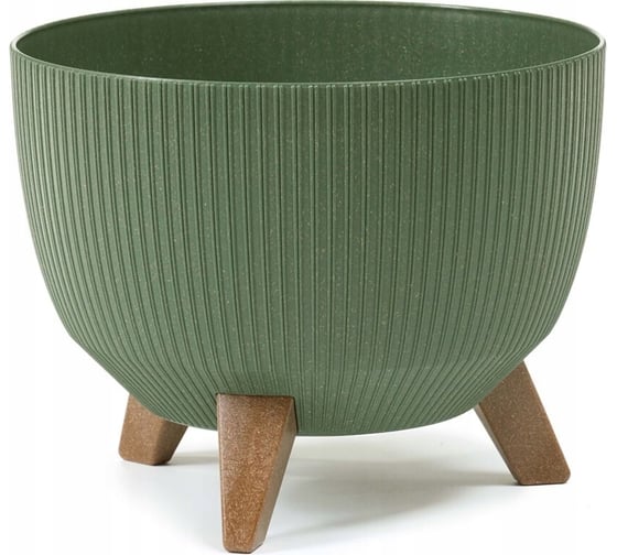 Кашпо на ножках LAMELA Sp.z o. 962 ROMA ECO wood Jumper диаметр 24 см, высота 19 см, 5.1 л, зеленое 065001