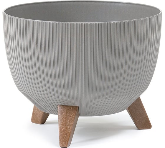 Кашпо на ножках LAMELA Sp.z o. 962 ROMA ECO wood Jumper диаметр 24 см, высота 19 см, 5.1 л, серое 065004