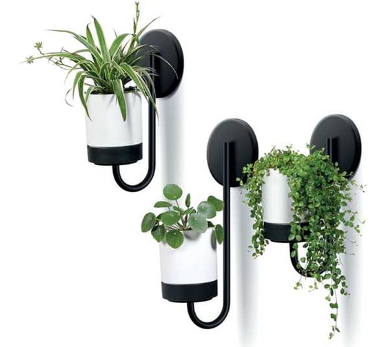 Подвесное кашпо Prosperplast IKBH600-S449 BLOOMIE HANGER диам. 27х23.5 см, высота 84.5 см, 4 л, белый/черный 068807