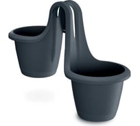 Кашпо из 2-х на перила Prosperplast DRED200-405U RESPANA TWINS диам. 20 см, высота 33.6 см, 2.5 л, антрацит 068421