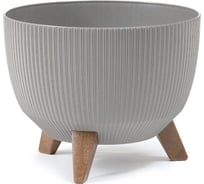 Кашпо на ножках LAMELA Sp.z o. 964 ROMA ECO wood Jumper диам. 33 см, высота 22 см, 12.4 л, серое 065021